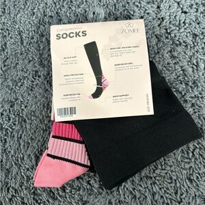 NWT Zomee black and pink size medium compression socks